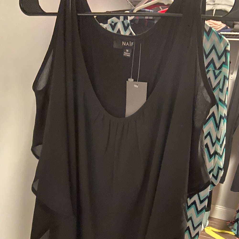 Black top with cold shoulder cut out